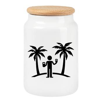 Party Urlaub Insel Drinking - Keksdose mit Holzdeckel - Weiß - Vorne