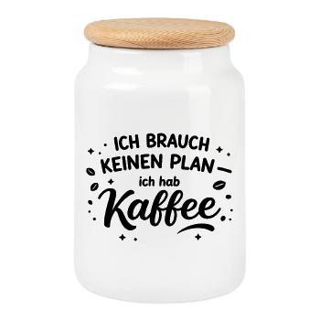 I don't need a plan, I need coffee - Cookie Jar with Wooden Lid - white - Front