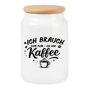 I don't need a plan, I need coffee - Cookie Jar with Wooden Lid - white - Front