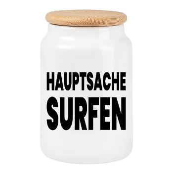 Surf - Boîte à biscuits avec couvercle en bois - blanc - Devant