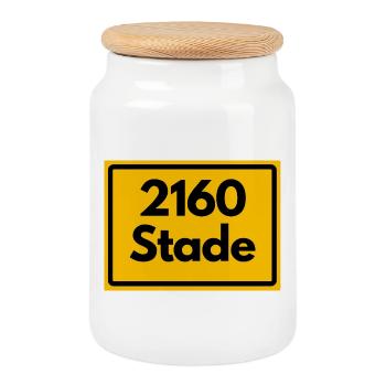 OLD POSTCODE POSTCODE RETRO 2160 STADE HANSEHAFEN - Cookie Jar with Wooden Lid - white - Front