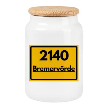 ANCIEN CODE POSTAL RETRO 2140 BREMERVÖRDE - Boîte à biscuits avec couvercle en bois - blanc - Devant