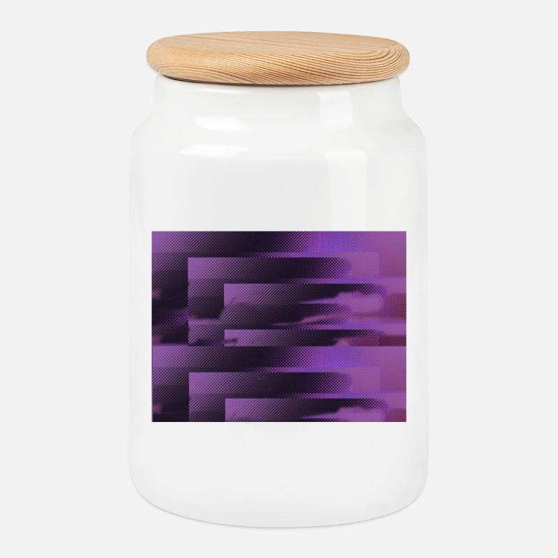 3D Glitch Purple Raster Neon - Keksdose mit Holzdeckel - Weiß
