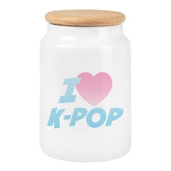 Ich liebe K-Pop - Keksdose mit Holzdeckel - Weiß - Vorne