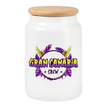 Équipage de Gran Canaria Coloré - Boîte à biscuits avec couvercle en bois - blanc - Devant