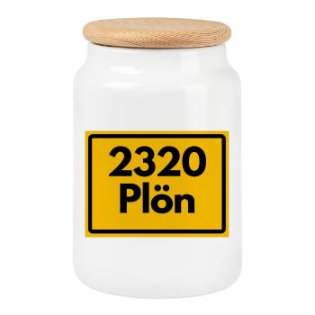 OLD POSTCODE POSTCODE RETRO 2320 PLÖN SEENPARADIES - Cookie Jar with Wooden Lid - white - Front