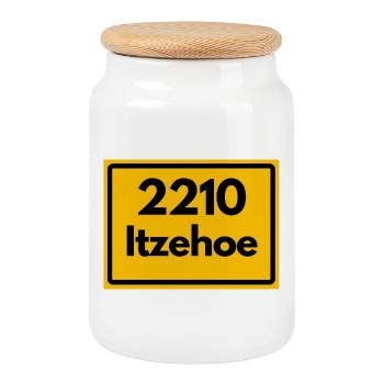 OLD POSTCODE RETRO 2210 ITZHOE – FANS - Cookie Jar with Wooden Lid - white - Front