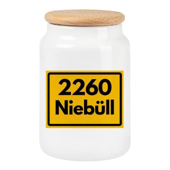 ANCIEN CODE POSTAL RÉTRO 2260 NIEBÜLL – MER DU NORD - Boîte à biscuits avec couvercle en bois - blanc - Devant
