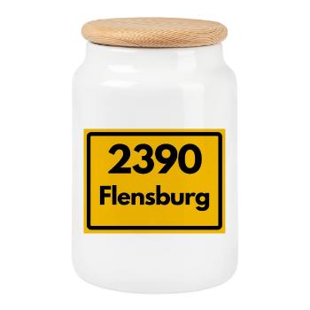 ANCIEN CODE POSTAL RETRO 2390 FLENSBURG – FJORD - Boîte à biscuits avec couvercle en bois - blanc - Devant
