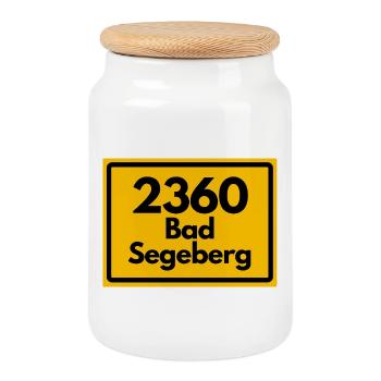 OLD POSTCODE POSTCODE RETRO 2360 BAD SEGEBERG - Cookie Jar with Wooden Lid - white - Front
