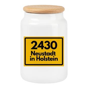 ALTE POSTLEITZAHL PLZ 2430 NEUSTADT IN HOLSTEIN - Keksdose mit Holzdeckel - Weiß - Vorne