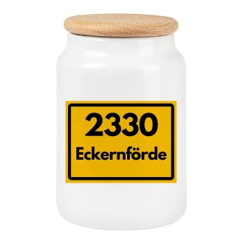 OLD POSTCODE POSTCODE RETRO 2330 ECKERNFÖRDE FJORD - Cookie Jar with Wooden Lid - white - Front