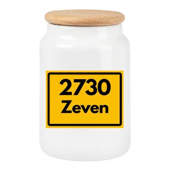 OLD POSTCODE RETRO 2730 ZEVEN – GEESTHELD - Cookie Jar with Wooden Lid - white - Front