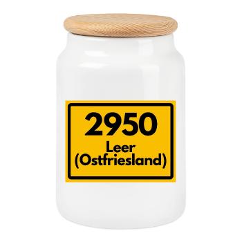 ANCIEN CODE POSTAL RÉTRO 2950 LEER EAST FRISIA - Boîte à biscuits avec couvercle en bois - blanc - Devant