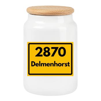 ANCIEN CODE POSTAL RÉTRO 2870 DELMENHORST - Boîte à biscuits avec couvercle en bois - blanc - Devant
