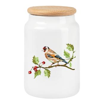 Colorful bird - Cookie Jar with Wooden Lid - white - Front