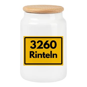 ALTE POSTLEITZAHL PLZ RETRO 3260 RINTELN – WESER - Keksdose mit Holzdeckel - Weiß - Vorne
