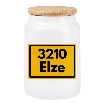 ALTE POSTLEITZAHL PLZ RETRO 3210 ELZE LEINEKLOSTER - Keksdose mit Holzdeckel - Weiß - Vorne