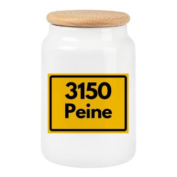 OLD POSTCODE ZIP CODE RETRO 3150 PEINE EULENSTADT - Cookie Jar with Wooden Lid - white - Front