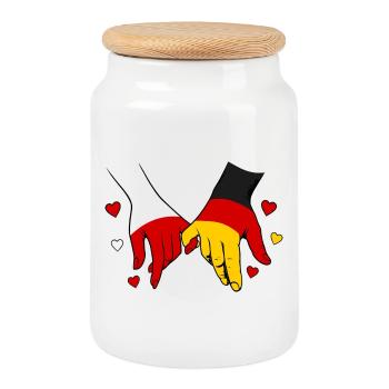 Polen_Deutschland_Flagge_Händehalten - Boîte à biscuits avec couvercle en bois - blanc - Devant