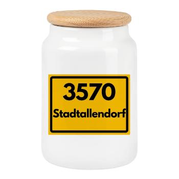 ANCIEN CODE POSTAL RÉTRO 3570 STADTALLENDORF - Boîte à biscuits avec couvercle en bois - blanc - Devant