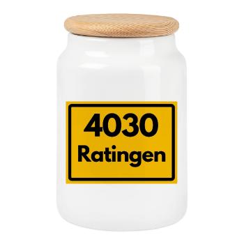 ALTE POSTLEITZAHL PLZ RETRO 4030 RATINGEN  - Keksdose mit Holzdeckel - Weiß - Vorne