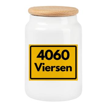 OLD POSTCODE POSTCODE RETRO 4060 VIERSEN - Cookie Jar with Wooden Lid - white - Front