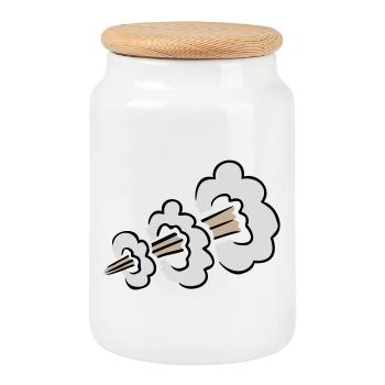 Lauter Furz Explosion Lustig Klohumor Comic Wolke - Keksdose mit Holzdeckel - Weiß - Vorne