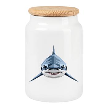 Requin Requin tigre Plongeur Requins mignons Grand requin blanc - Boîte à biscuits avec couvercle en bois - blanc - Devant