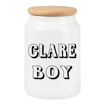 Clare Boy – Conception du comté de Clare - Boîte à biscuits avec couvercle en bois - blanc - Devant