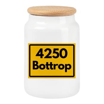 ALTE POSTLEITZAHL PLZ RETRO 4250 BOTTROP – NRW - Keksdose mit Holzdeckel - Weiß - Vorne