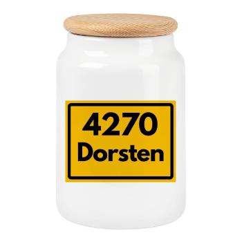 ALTE POSTLEITZAHL PLZ RETRO 4270 DORSTEN NRW - Keksdose mit Holzdeckel - Weiß - Vorne