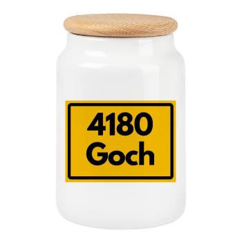 ALTE POSTLEITZAHL PLZ RETRO  4180 GOCH – NRW - Keksdose mit Holzdeckel - Weiß - Vorne