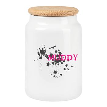 Get muddy Schlammlauf Mud Run Muddy Race - Cookie Jar with Wooden Lid - white - Front