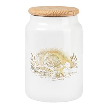 Duck Hunting Dog Duck - Cookie Jar with Wooden Lid - white - Front