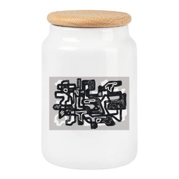 Small Turns - Cookie Jar with Wooden Lid - white - Front