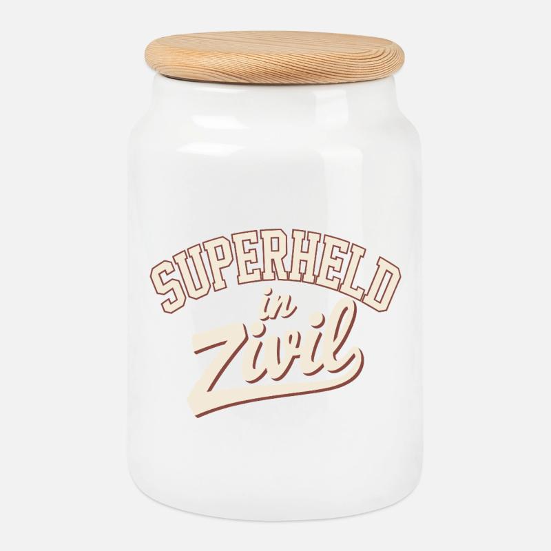 Superheld In Zivil Superhero Superhelden Kostüm - Keksdose mit Holzdeckel - Weiß