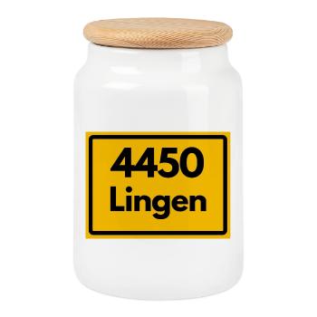 ANCIEN CODE POSTAL RETRO 4450 LINGEN - Boîte à biscuits avec couvercle en bois - blanc - Devant