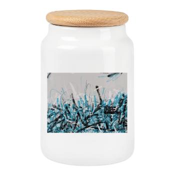 Tag Without a Name - Cookie Jar with Wooden Lid - white - Front