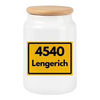 ALTE POSTLEITZAHL PLZ RETRO 4540 LENGERICH - Keksdose mit Holzdeckel - Weiß - Vorne