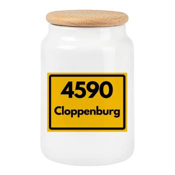 ALTE POSTLEITZAHL PLZ RETRO 4590 CLOPPENBURG - Keksdose mit Holzdeckel - Weiß - Vorne