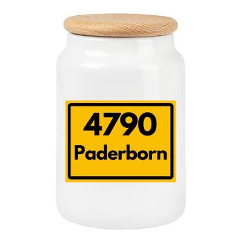 ANCIEN CODE POSTAL RETRO 4790 PADERBORN - Boîte à biscuits avec couvercle en bois - blanc - Devant