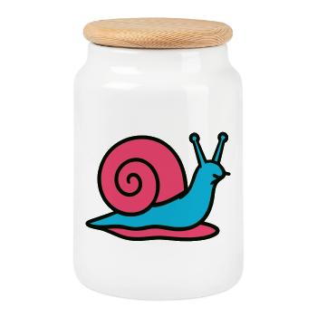 Escargot Pop Art Gastéropode Potager - Boîte à biscuits avec couvercle en bois - blanc - Devant