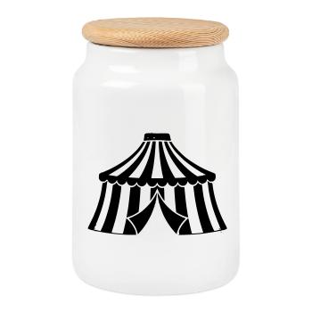 Circus Tent Manege Event Icon - Cookie Jar with Wooden Lid - white - Front
