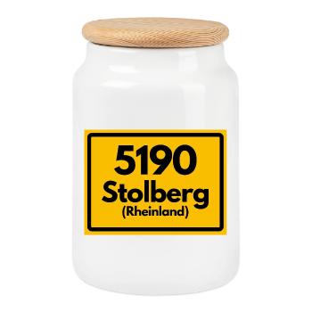 ANCIEN CODE POSTAL 5190 STOLBERG (Rhénanie) - Boîte à biscuits avec couvercle en bois - blanc - Devant