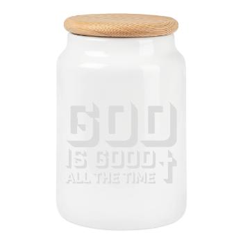 God Is Good All The Time Glaube Christlich Spruch - Keksdose mit Holzdeckel - Weiß - Vorne