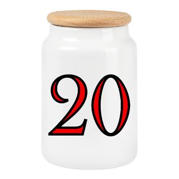 20. 20e ANNIVERSAIRE. ANNIVERSAIRE 20 ANS. 20 ANS. - Boîte à biscuits avec couvercle en bois - blanc - Devant