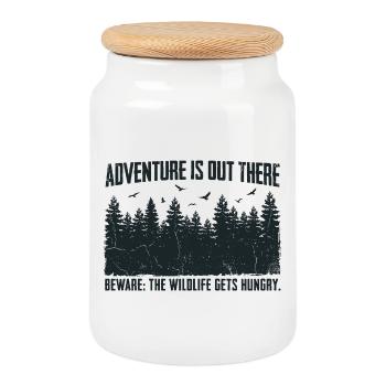 L’aventure est là – Méfiez-vous de l’humour animalier - Boîte à biscuits avec couvercle en bois - blanc - Devant
