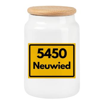 ALTE POSTLEITZAHL PLZ RETRO 5450 NEUWIED - Keksdose mit Holzdeckel - Weiß - Vorne