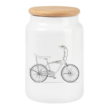 Bonanza Fahrrad Motiv für Retro Bike Vintage Fans - Keksdose mit Holzdeckel - Weiß - Vorne